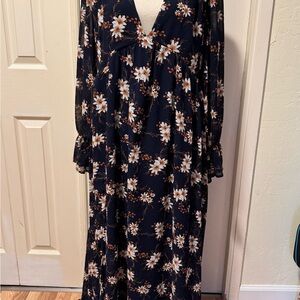 SHEIN Floral Maxi Dress - Navy and White